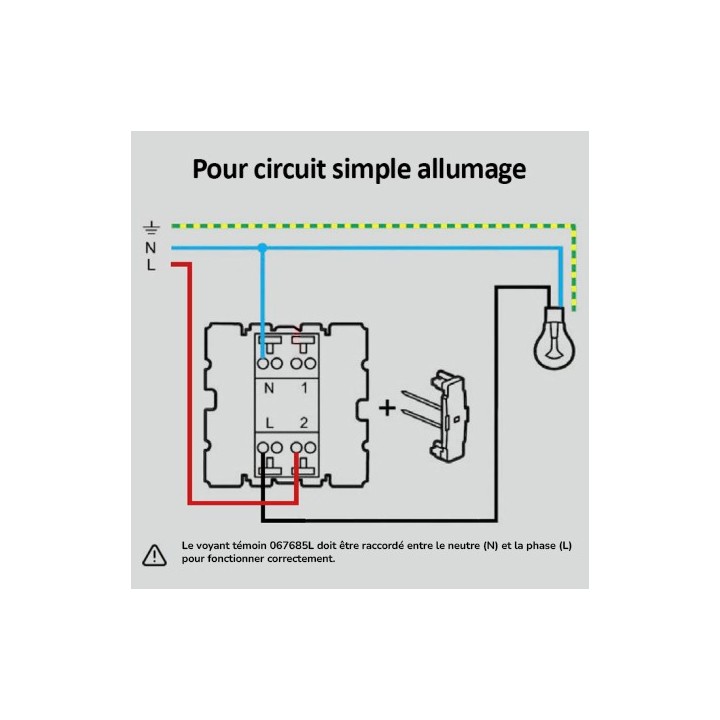 Legrand - Voyant témoin 230V Easy-Led brochable à LEDs blanches pour mécanismes Mosaic - socle orange - Réf : 067685L
