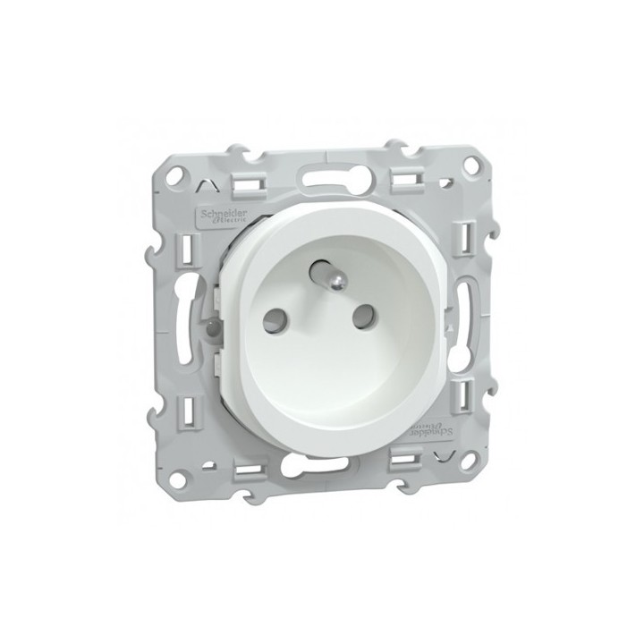 Schneider Ovalis - Lot de 10 Prises de courant 2P+T à puits dont 1 OFFERTE - 16A - Blanc - Complet - Réf : S320059(10)