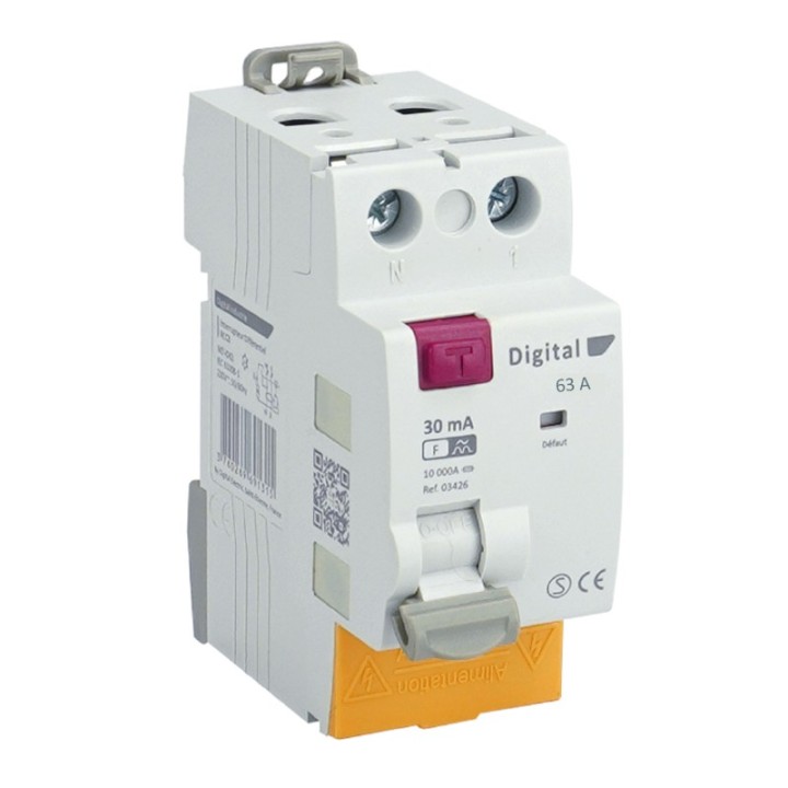 Digital Electric - Interrupteur Différentiel 2x63A/30mA Type F - Réf : 03428