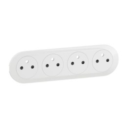 Legrand Céliane - Enjoliveur pour prise de courant précâblée 4x2P+T compacte Surface à bornes automatiques - Blanc - Réf: CB0114