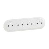 Legrand Céliane - Enjoliveur pour prise de courant précâblée 4x2P+T compacte Surface à bornes automatiques - Blanc - Réf: CB0114