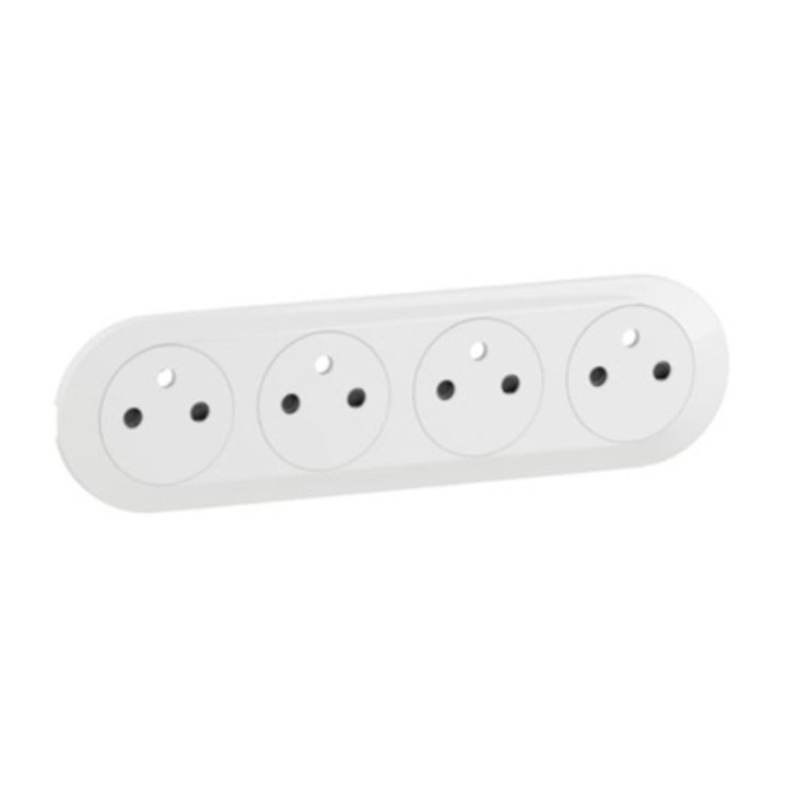 Legrand Céliane - Enjoliveur pour prise de courant précâblée 4x2P+T compacte Surface à bornes automatiques - Blanc - Réf: CB0114