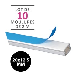 Legrand - Lot de 20 mètres - 10 moulures avec adhésif 20x12,5mm - Longueur 2.1m - blanc - Réf : 648905