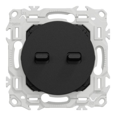 Schneider Odace - double va-et-vient ou poussoir à levier - 10AX - noir onyx - Réf : S940213