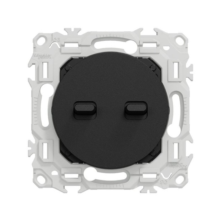 Schneider Odace - double va-et-vient ou poussoir à levier - 10AX - noir onyx - Réf : S940213