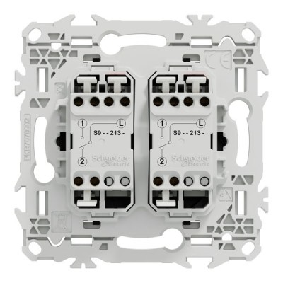 Schneider Odace - double va-et-vient ou poussoir à levier - 10AX - noir onyx - Réf : S940213