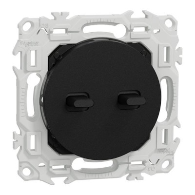 Schneider Odace - double va-et-vient ou poussoir à levier - 10AX - noir onyx - Réf : S940213