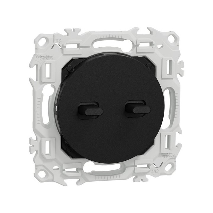 Schneider Odace - double va-et-vient ou poussoir à levier - 10AX - noir onyx - Réf : S940213