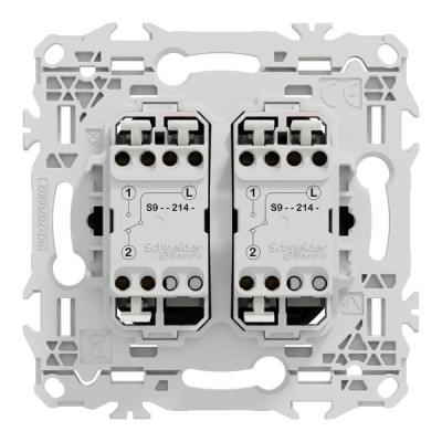 Schneider Odace - double va-et-vient ou poussoir - 10AX - noir onyx - Réf : S940214