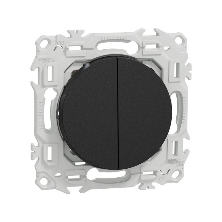 Schneider Odace - double va-et-vient ou poussoir - 10AX - noir onyx - Réf : S940214