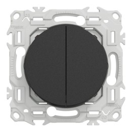 Schneider Odace - double va-et-vient ou poussoir - 10AX - noir onyx - Réf : S940214