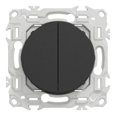 Schneider Odace - double va-et-vient ou poussoir - 10AX - noir onyx - Réf : S940214
