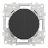 Schneider Odace - double va-et-vient ou poussoir - 10AX - noir onyx - Réf : S940214