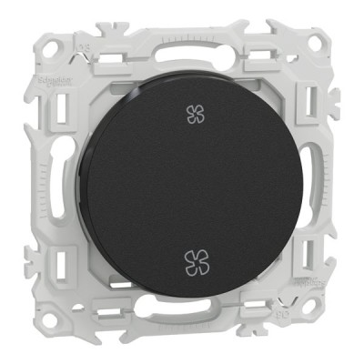 Schneider Odace - inter ou poussoir VMC 2 vitesses - 10AX - noir onyx - Réf : S940233
