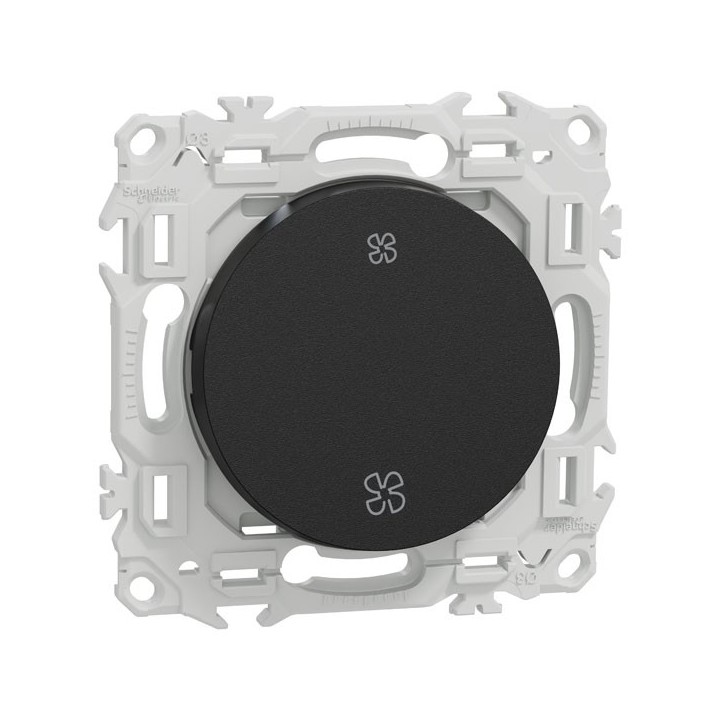 Schneider Odace - inter ou poussoir VMC 2 vitesses - 10AX - noir onyx - Réf : S940233