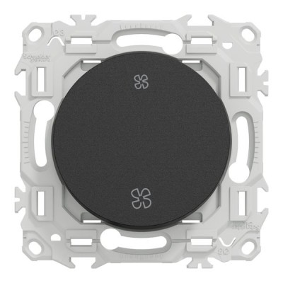 Schneider Odace - inter ou poussoir VMC 2 vitesses - 10AX - noir onyx - Réf : S940233