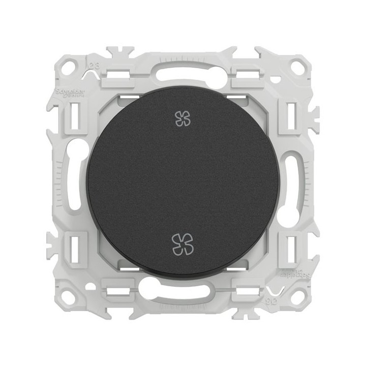 Schneider Odace - inter ou poussoir VMC 2 vitesses - 10AX - noir onyx - Réf : S940233