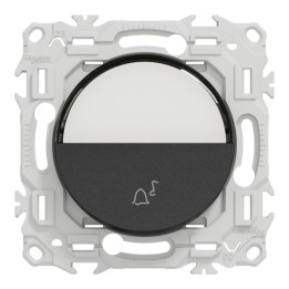 Schneider Odace - bouton-poussoir porte-étiquette - symbole carillon - noir onyx - Réf : S940246