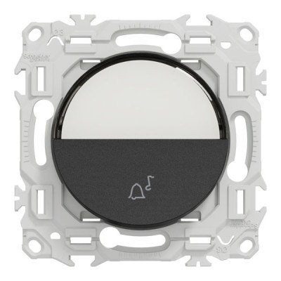 Schneider Odace - bouton-poussoir porte-étiquette - symbole carillon - noir onyx - Réf : S940246