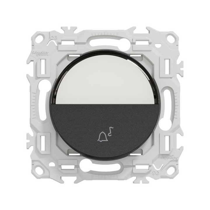 Schneider Odace - bouton-poussoir porte-étiquette - symbole carillon - noir onyx - Réf : S940246