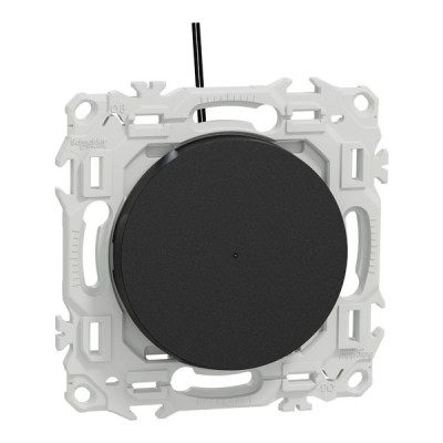 Schneider Odace - va-et-vient ou poussoir lumineux LED verte 0,15mA - 10AX - noir onyx - Réf : S940263
