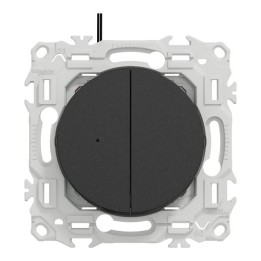 Schneider Odace - double va-et-vient ou poussoir lumineux LED 0,15mA - 10AX - noir onyx - Réf : S940273