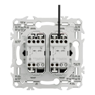 Schneider Odace - double va-et-vient ou poussoir lumineux LED 0,15mA - 10AX - noir onyx - Réf : S940273