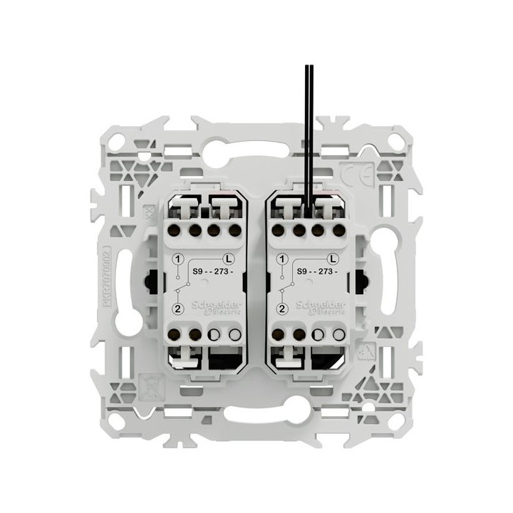 Schneider Odace - double va-et-vient ou poussoir lumineux LED 0,15mA - 10AX - noir onyx - Réf : S940273