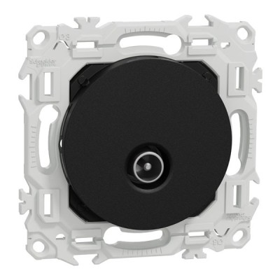 Schneider Odace - prise TV simple mâle - sortie coaxiale - noir onyx - Réf : S940445