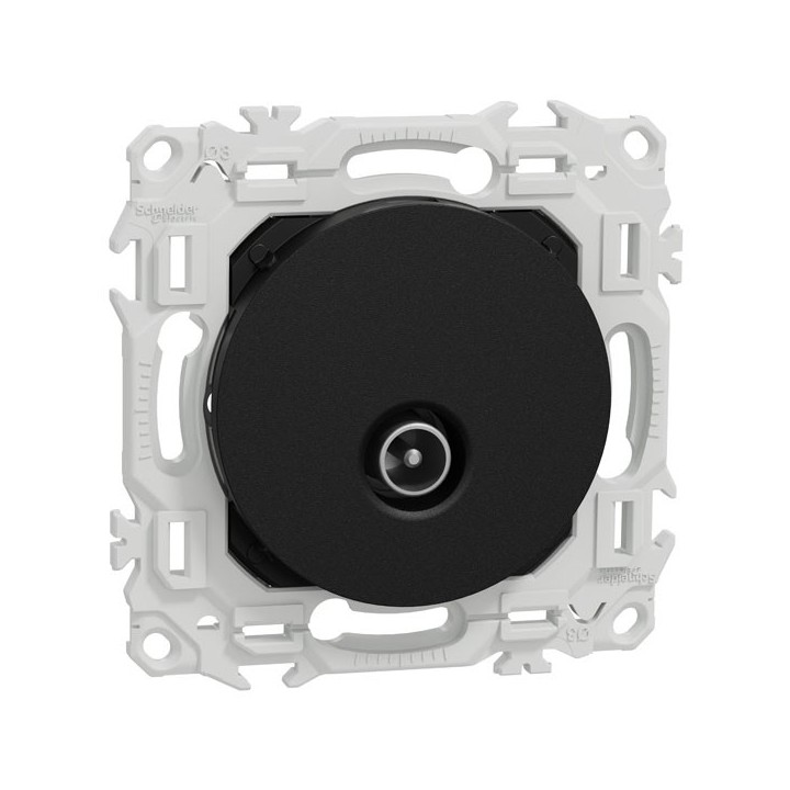 Schneider Odace - prise TV simple mâle - sortie coaxiale - noir onyx - Réf : S940445