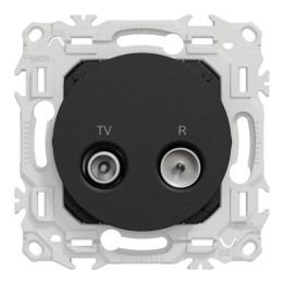 Schneider Odace - prise TV/FM - sorties coaxiales - noir onyx - Réf : S940451