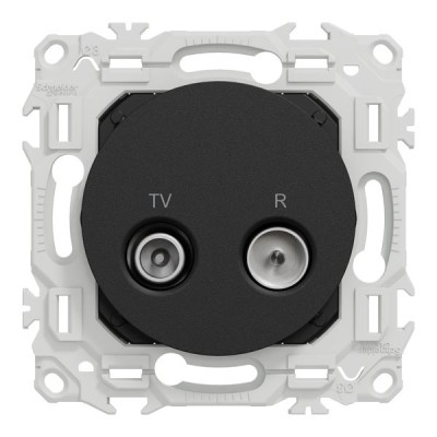 Schneider Odace - prise TV/FM - sorties coaxiales - noir onyx - Réf : S940451