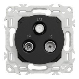 Schneider Odace - prise TV/FM/SAT - sorties coaxiales - noir onyx - Réf : S940461