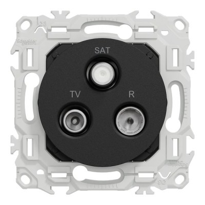 Schneider Odace - prise TV/FM/SAT - sorties coaxiales - noir onyx - Réf : S940461