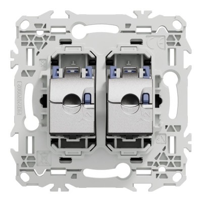 Schneider Odace - Odace - prise double RJ45 - Cat6 STP grade 2TV min à grade 3TV - noir onyx - Réf : S940486