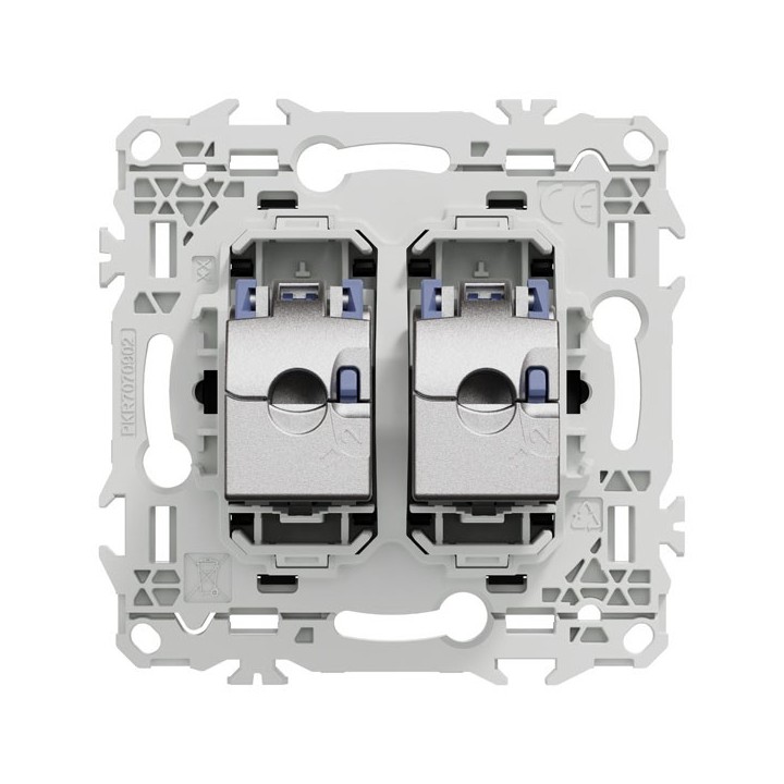 Schneider Odace - Odace - prise double RJ45 - Cat6 STP grade 2TV min à grade 3TV - noir onyx - Réf : S940486