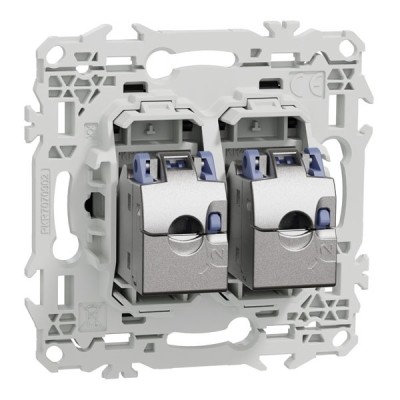 Schneider Odace - Odace - prise double RJ45 - Cat6 STP grade 2TV min à grade 3TV - noir onyx - Réf : S940486