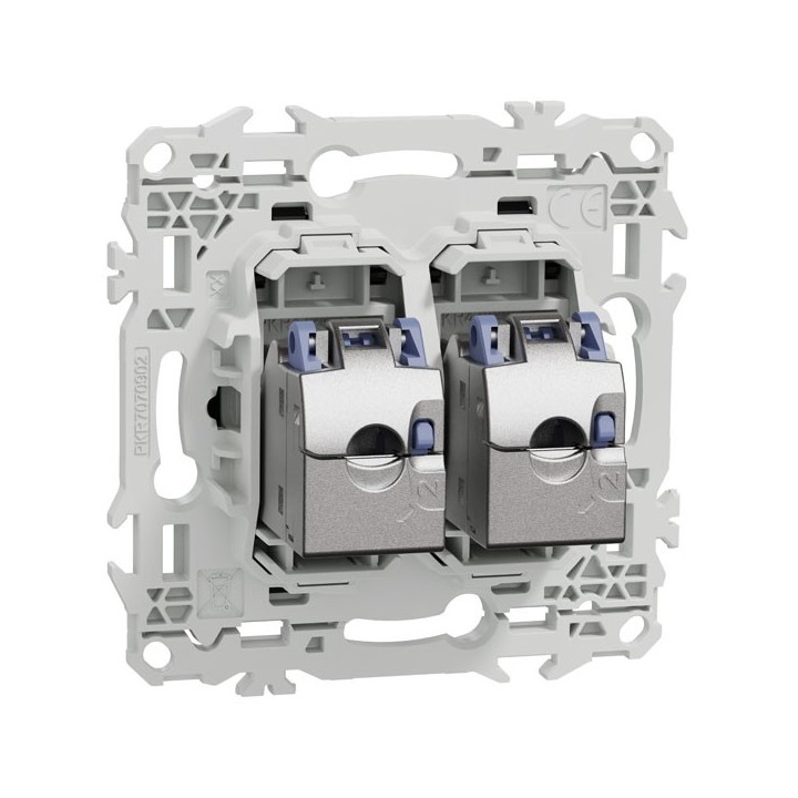 Schneider Odace - Odace - prise double RJ45 - Cat6 STP grade 2TV min à grade 3TV - noir onyx - Réf : S940486