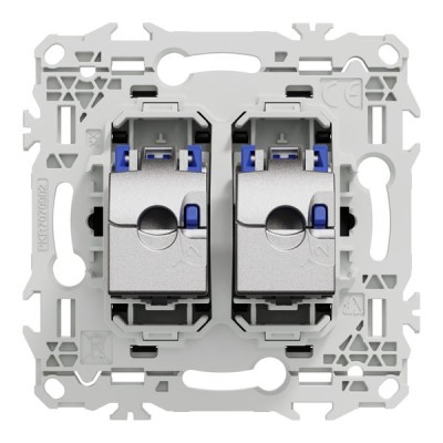 Schneider Odace - prise double RJ45 - Cat6A STP grade 3TV - noir onyx - Réf : S940487