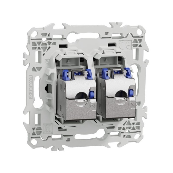 Schneider Odace - prise double RJ45 - Cat6A STP grade 3TV - noir onyx - Réf : S940487
