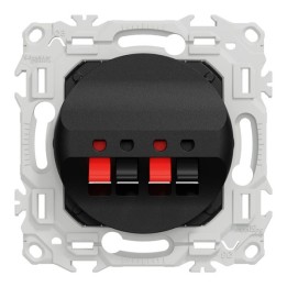 Schneider Odace - prise haut-parleurs double 2 sorties - à poussette - noir onyx - Réf : S940488
