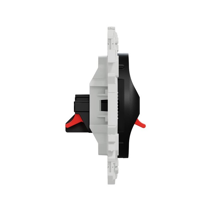 Schneider Odace - prise haut-parleurs double 2 sorties - à poussette - noir onyx - Réf : S940488