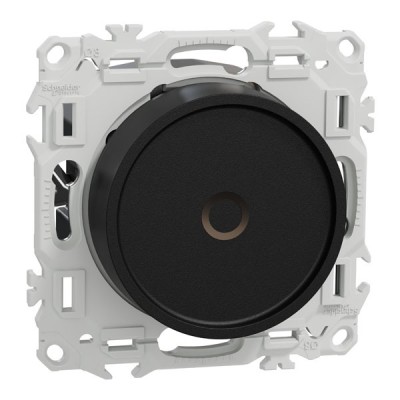 Schneider Odace - variateur de lumière universel 2 ou 3 fils - rotatif - noir onyx - Réf : S940519