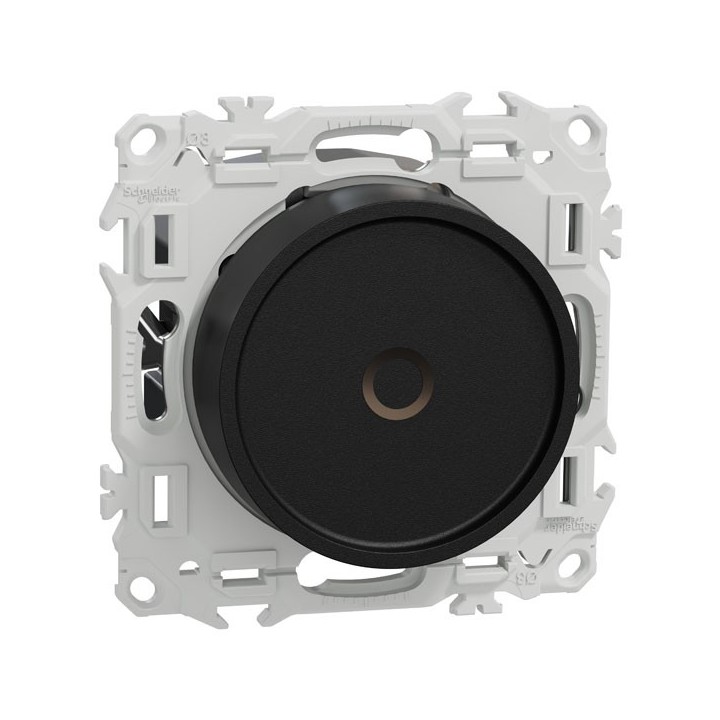 Schneider Odace - variateur de lumière universel 2 ou 3 fils - rotatif - noir onyx - Réf : S940519