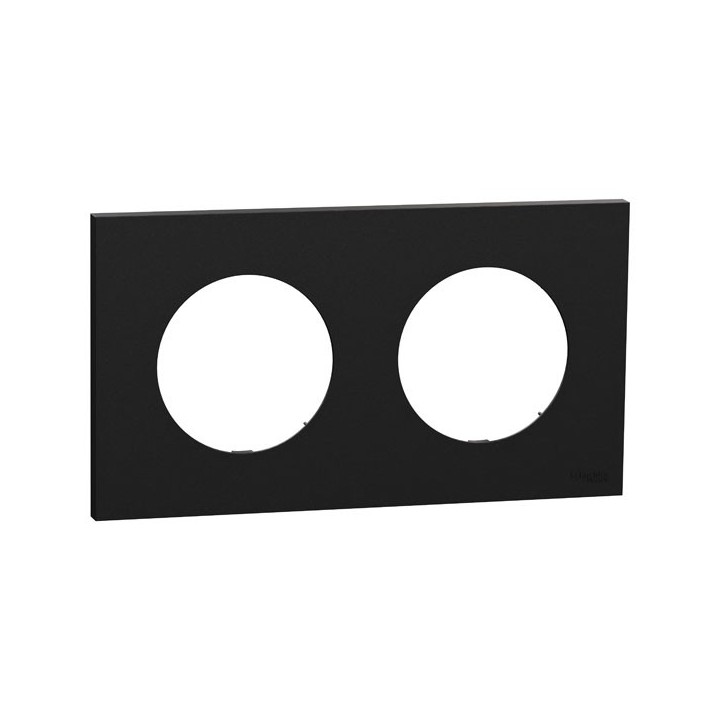 Schneider Odace - plaque de finition 2 postes - couleur Noir onyx - Réf : S940704