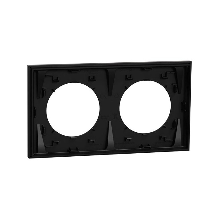 Schneider Odace - plaque de finition 2 postes - couleur Noir onyx - Réf : S940704