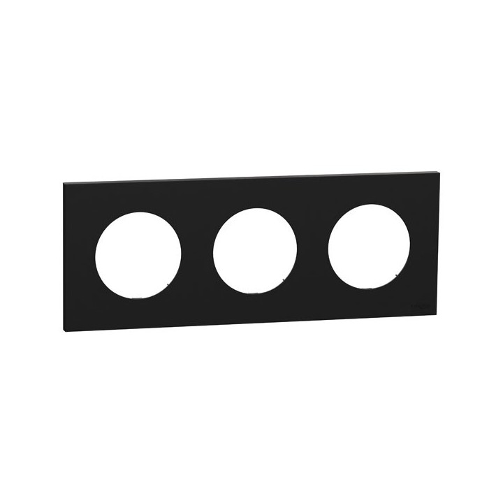 Schneider Odace - plaque de finition 3 postes - couleur Noir onyx - Réf : S940706