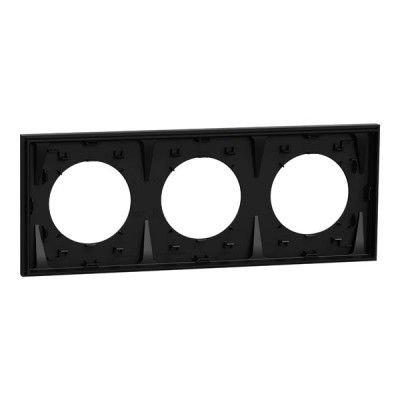 Schneider Odace - plaque de finition 3 postes - couleur Noir onyx - Réf : S940706