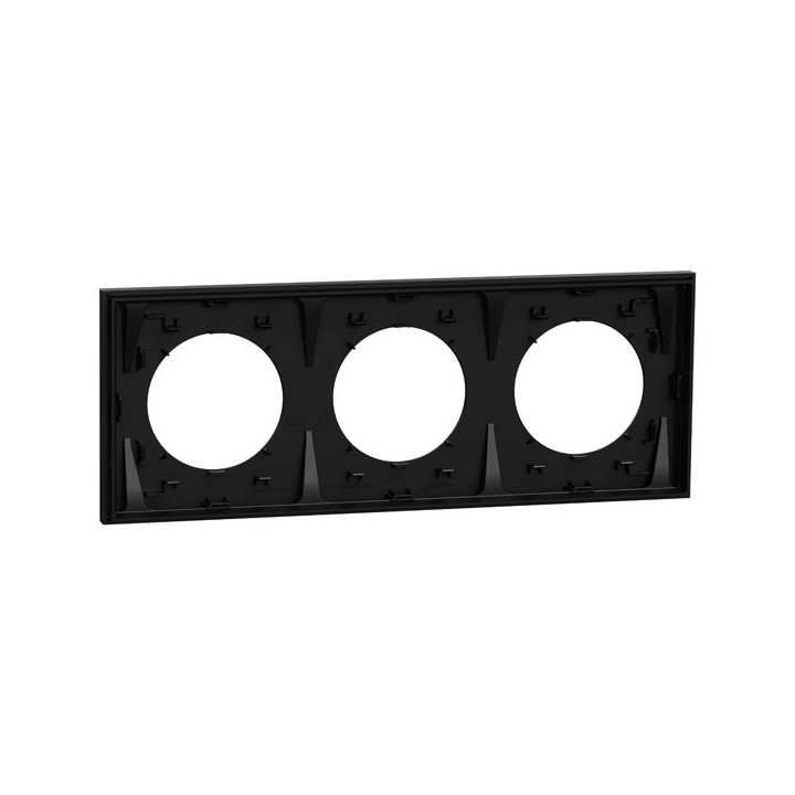 Schneider Odace - plaque de finition 3 postes - couleur Noir onyx - Réf : S940706
