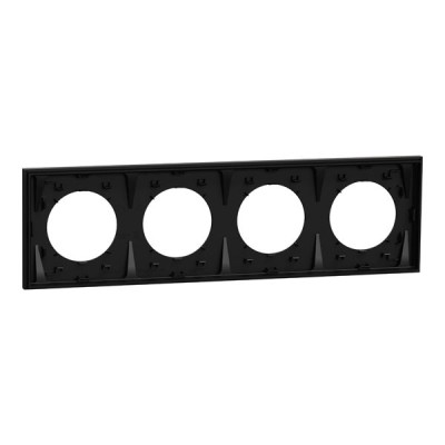 Schneider Odace - plaque de finition 4 postes - couleur Noir onyx - Réf : S940708